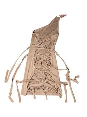 NWT Shein SXY Lace Up One Shoulder Bodycon Dress Fairy Grunge Beige Size 3XL